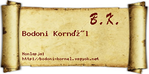 Bodoni Kornél névjegykártya